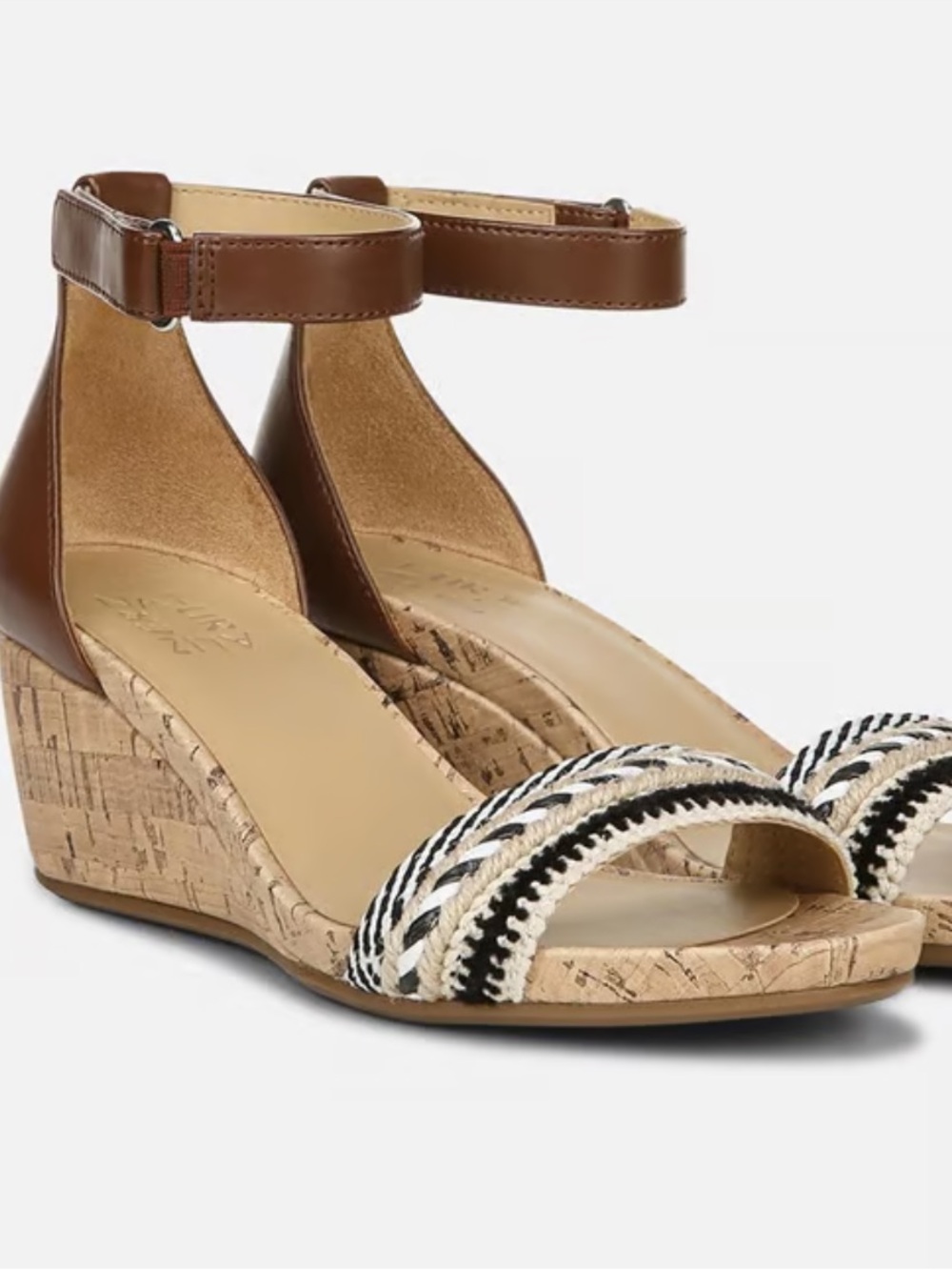 NATURALIZER Areda Cork Wedge Heel Ankle Strap Sandals Womens Shoes Size 9 Wide